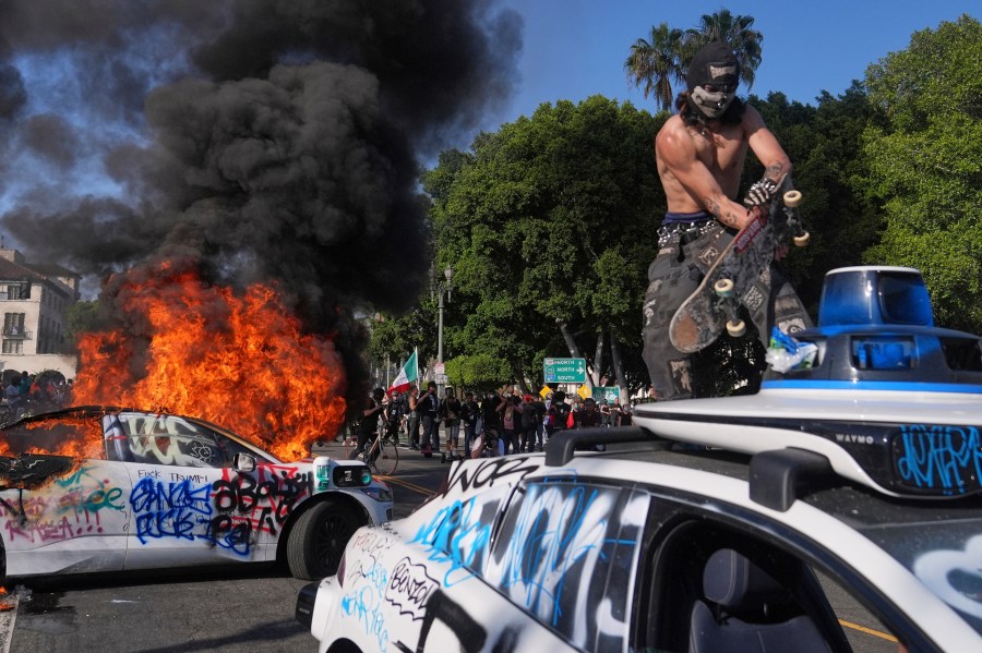 Who is rioting in downtown Los Angeles, demonstrators or habitual instigators?